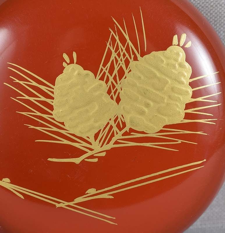 Taisho period Japanese lacquer tea ceremony KOGO pine cones - 6