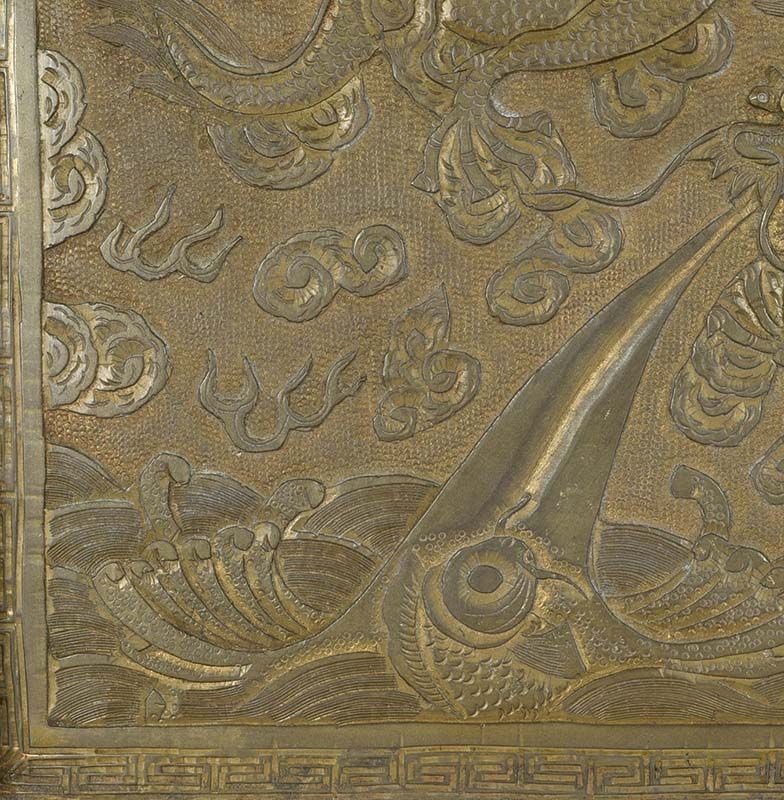 19c Chinese bronze plaque DRAGON in flight - 4