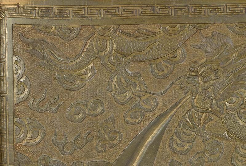 19c Chinese bronze plaque DRAGON in flight - 5