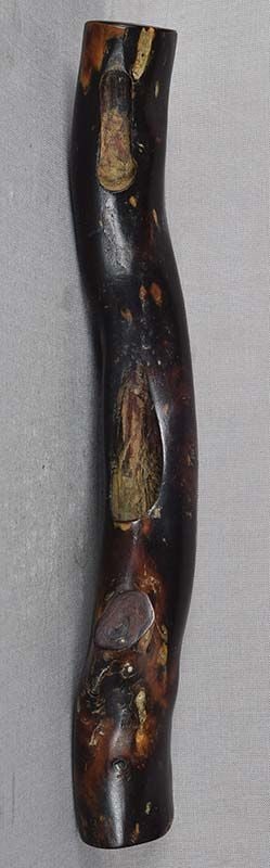 19c black coral Japanese pipe case KISERUZUTSU: 19th century Japanese kiseruzutsu - tobacco pipe holder. The material of the object is polished branch of umimatsu - in Japanese it literally means SEA PINE, and describes species of black coral with