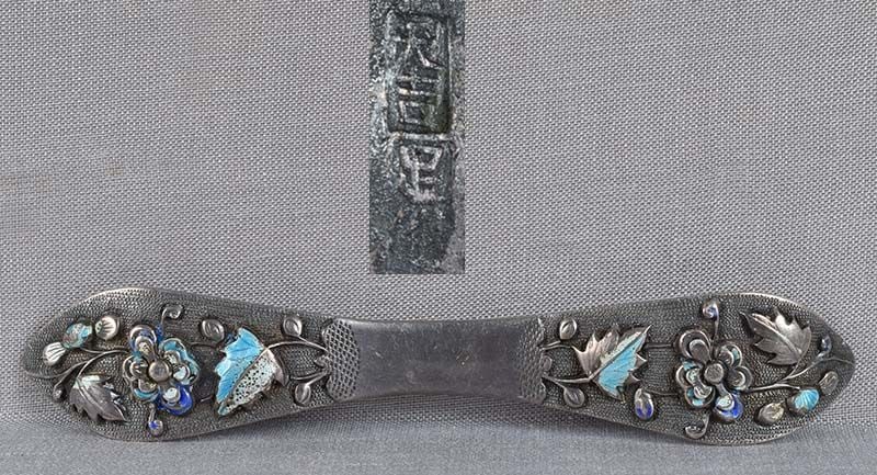 19c Chinese SILVER & ENAMEL HAIRPIN hallmarked (1 of 5)