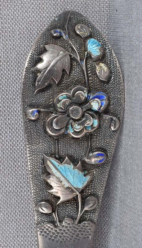 19c Chinese SILVER & ENAMEL HAIRPIN hallmarked - 4