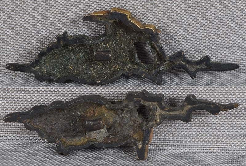 Pair e18/19c Japanese sword MENUKI MAGPIES riverbank shoring - 3