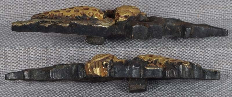 Pair e18/19c Japanese sword MENUKI MAGPIES riverbank shoring - 5