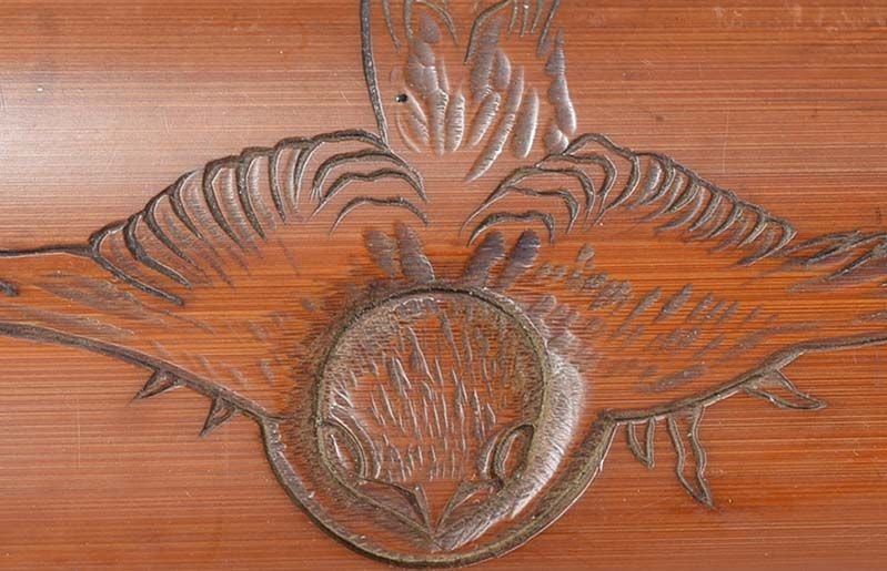 19c Japanese scholar WRIST REST SPARROW in flight - 4