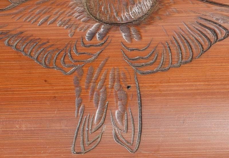 19c Japanese scholar WRIST REST SPARROW in flight - 5