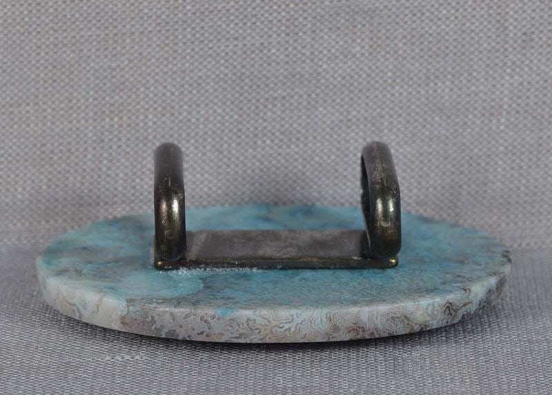 Agate OBIDOME netsuke MISTY bluish LANDSCAPE - 3