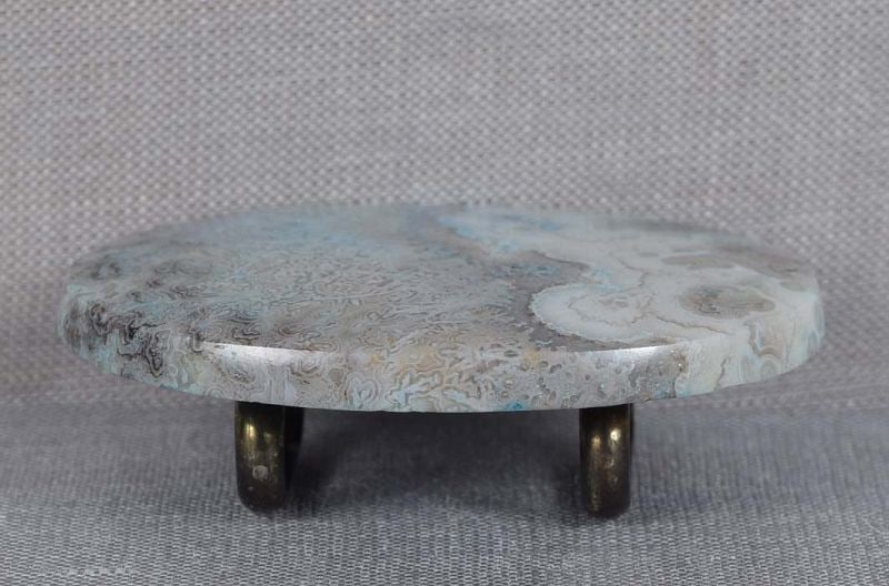 Agate OBIDOME netsuke MISTY bluish LANDSCAPE - 4