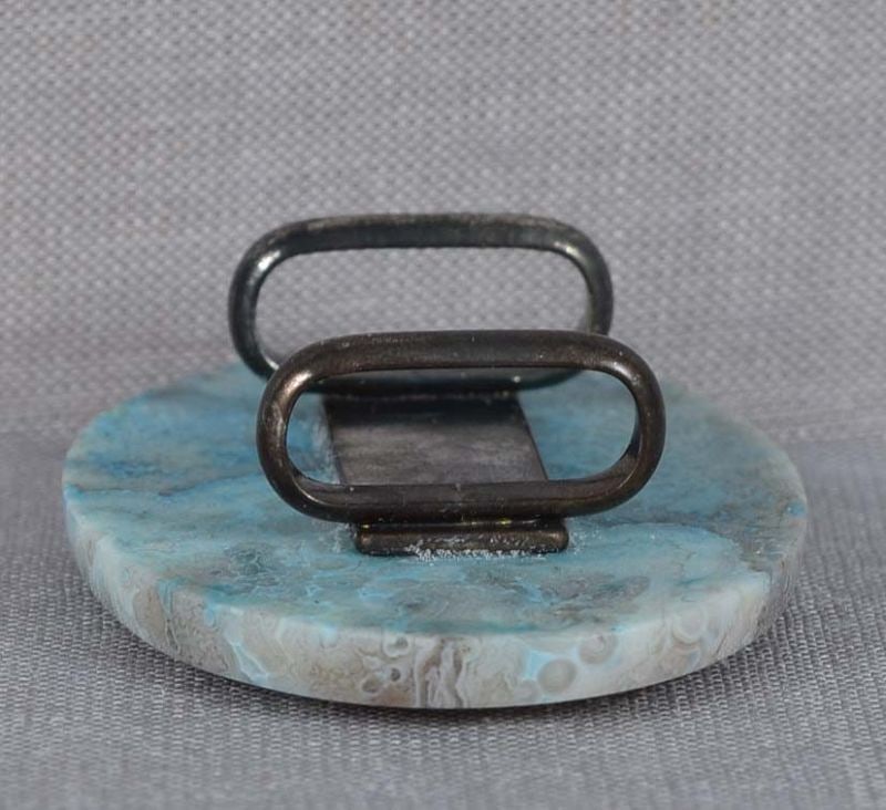 Agate OBIDOME netsuke MISTY bluish LANDSCAPE - 5