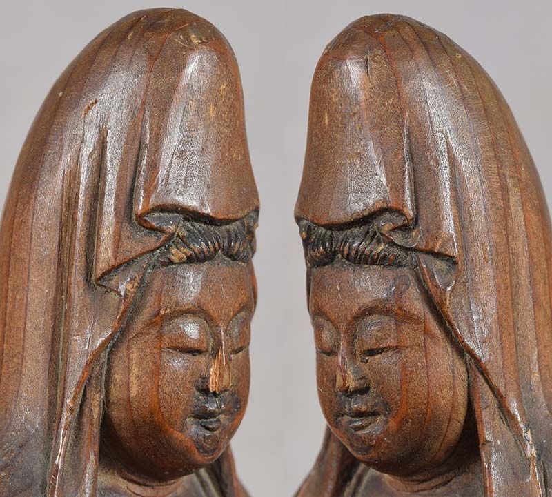 Early 19c Japanese carving KANNON sculpture signed - 2