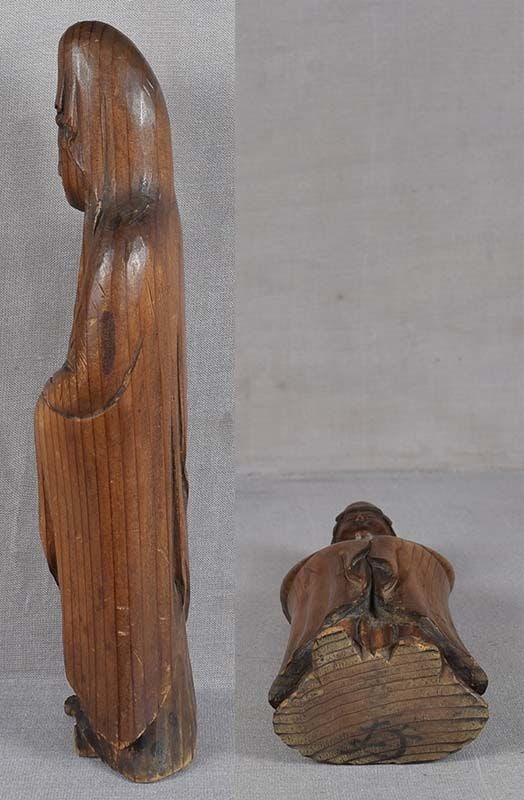 Early 19c Japanese carving KANNON sculpture signed - 6
