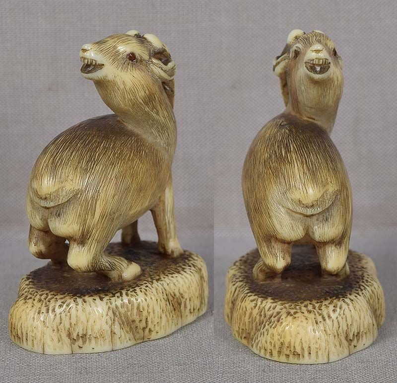 19c netsuke baying deer STAG - 2