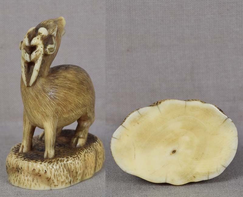 19c netsuke baying deer STAG - 4
