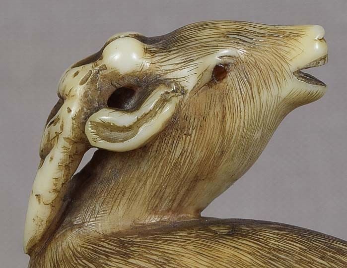 19c netsuke baying deer STAG - 6