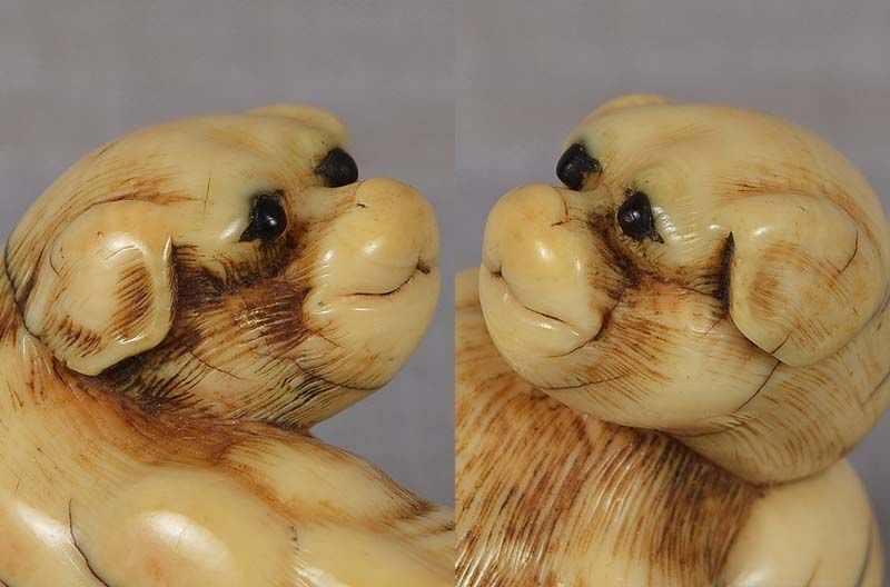 18c netsuke DOG with ball - 2