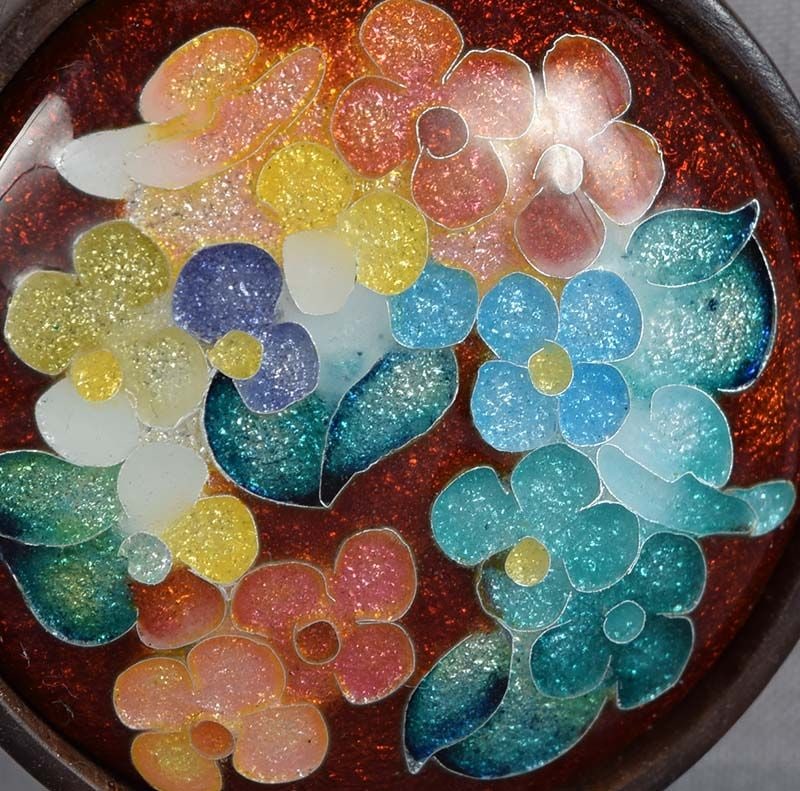 Taisho CLOISONNE NETSUKE FLOWERS - 5