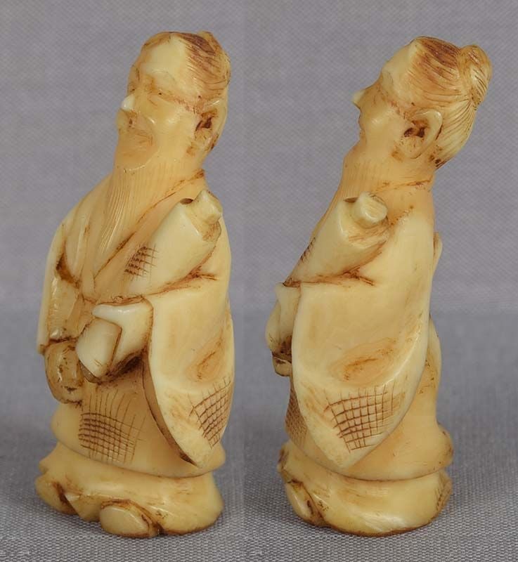 19c marine netsuke SCHOLAR with scroll - 2