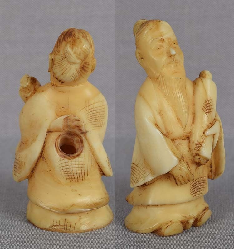 19c marine netsuke SCHOLAR with scroll - 3