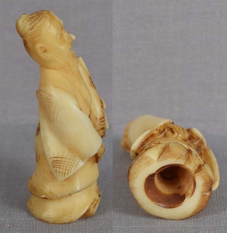 19c marine netsuke SCHOLAR with scroll - 4