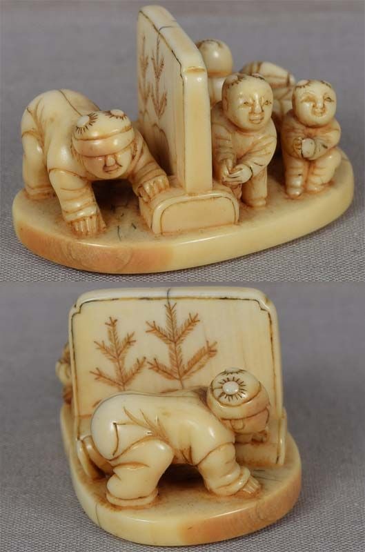 19 netsuke BOYS playing BLIND MAN’S BLUFF - 2