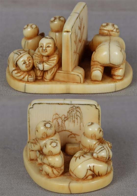 19 netsuke BOYS playing BLIND MAN’S BLUFF - 3