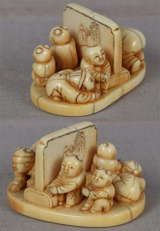 19 netsuke BOYS playing BLIND MAN’S BLUFF - 4