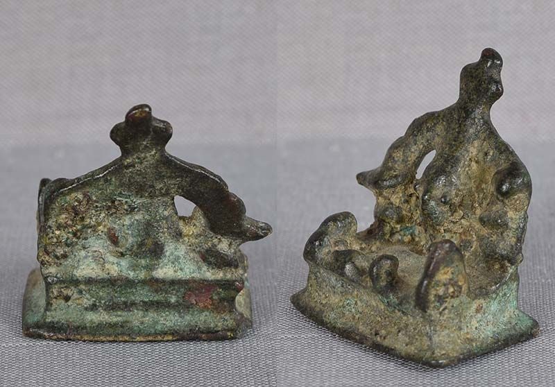 18c Indian bronze SHIVA SHRINE Parvati Ganesha Nandi - 3
