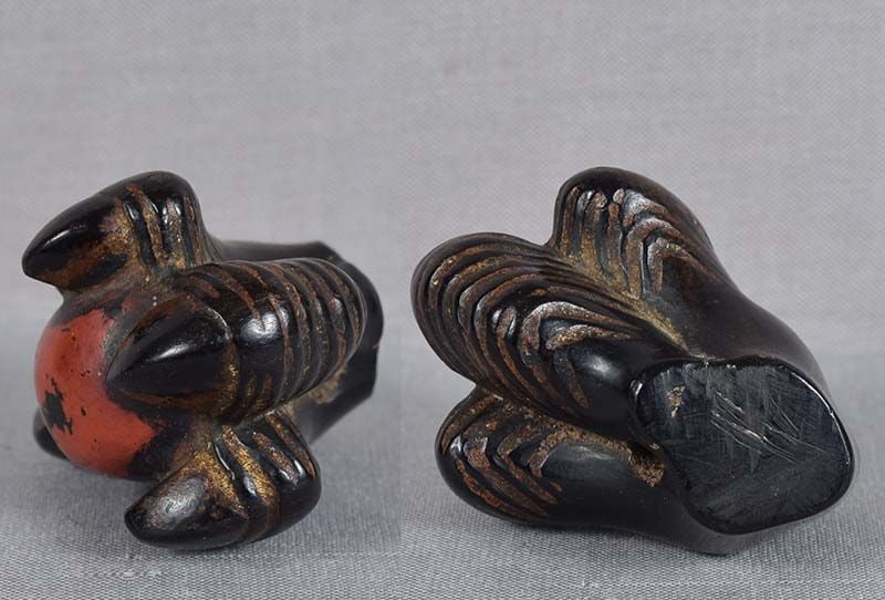 19c netsuke EAGLE TALONS clutching Precious Gem - 4