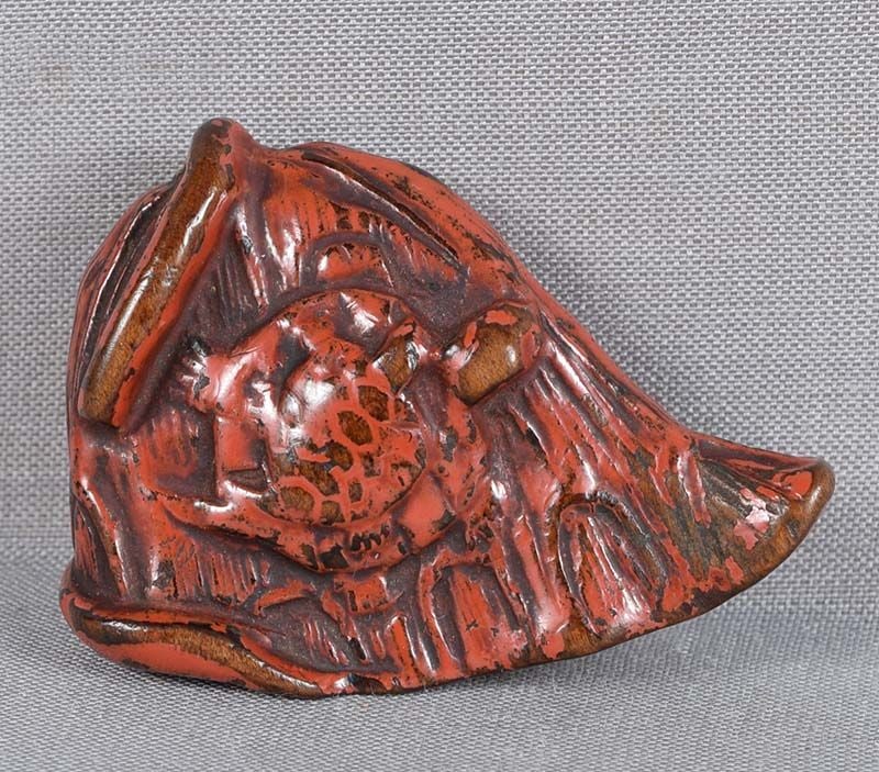 Early 19c Negoro netsuke TURTLE on lotus leaf (1 of 5)