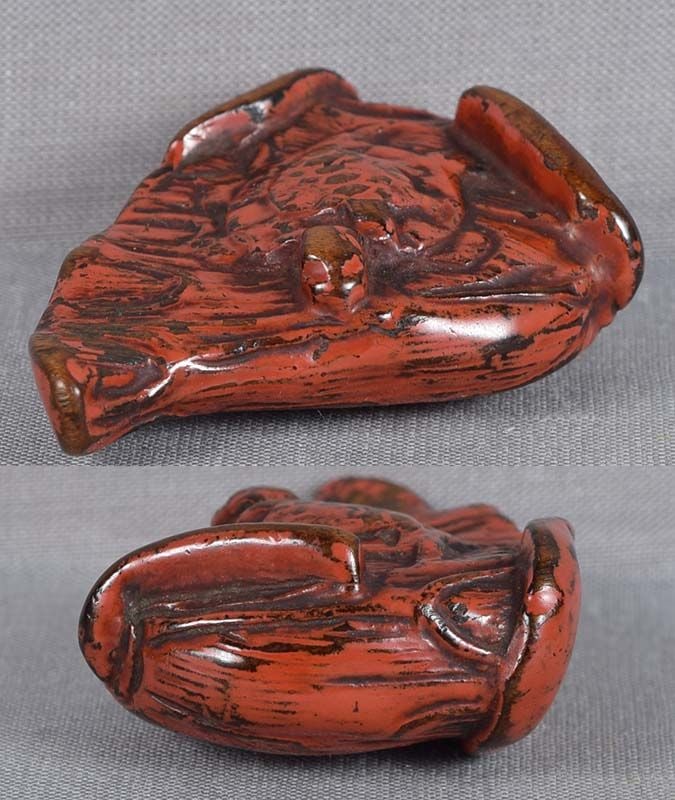 Early 19c Negoro netsuke TURTLE on lotus leaf - 4