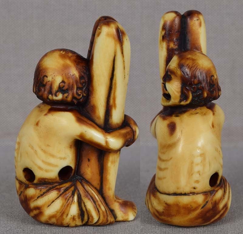 19c marine netsuke seated ASHINAGA by TOMOYUKI - 3
