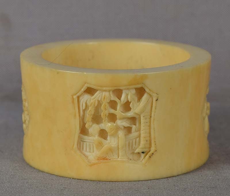 19c Chinese export NAPKIN RING Chinese scholars - 2