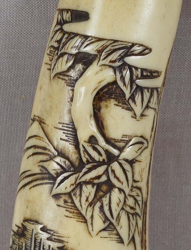 19c ASAKUSA KISERUZUTSU Japanese pipe case SCHOLARLY LANDSCAPE - 5