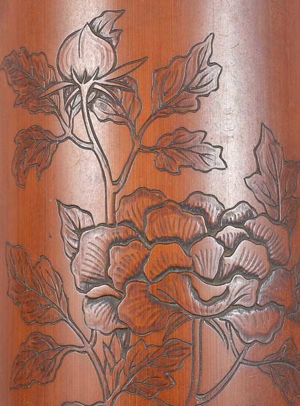 19c Japanese scholar WRIST REST blooming peonies - 2