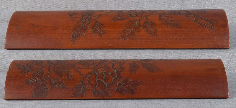 19c Japanese scholar WRIST REST blooming peonies - 5
