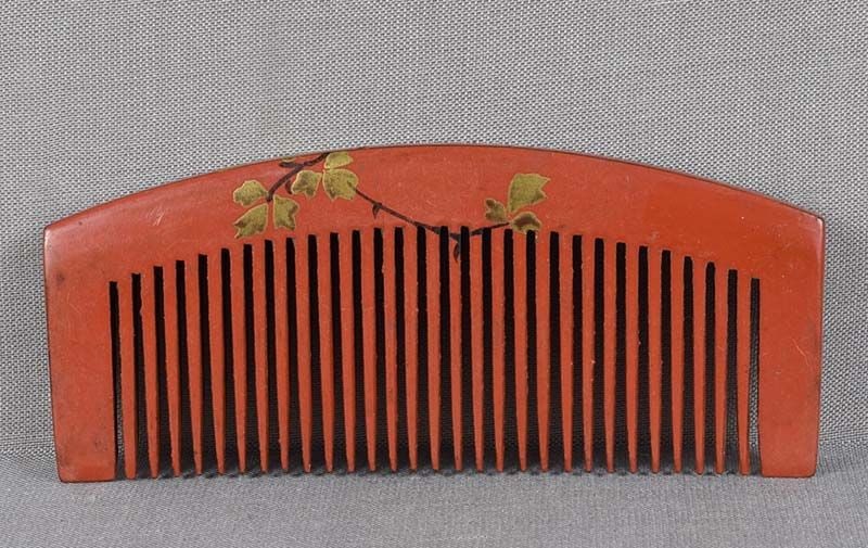 19c Japanese lacquer buffalo horn KUSHI hair comb by KOICHI - 2