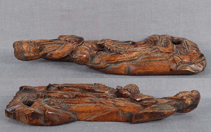 19c Chinese architectural panel COURT LADY male attendant - 3