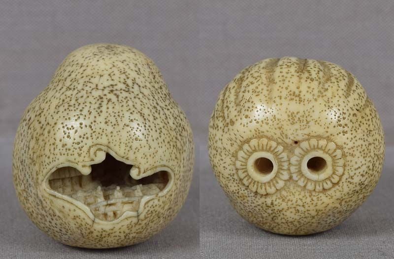 19c netsuke DARUMA doll with landscape inside - 4
