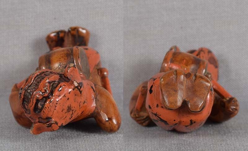 19c Negoro netsuke SHISHIMAI DRUMMER - 5