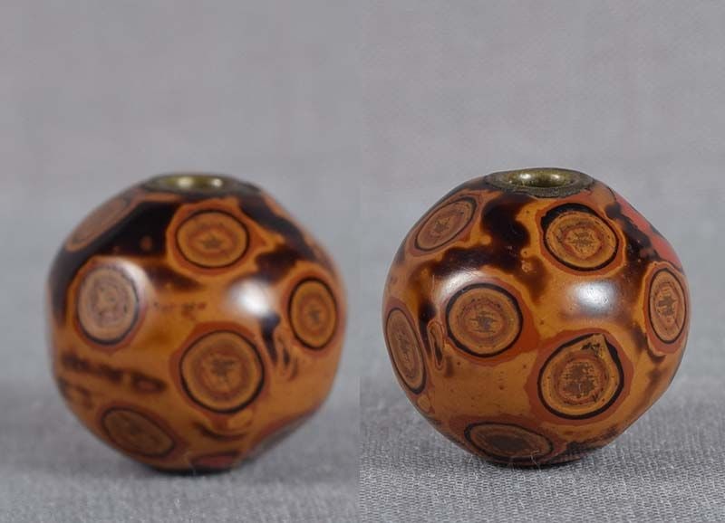 Unusual 19c lacquer OJIME netsuke slide - 2