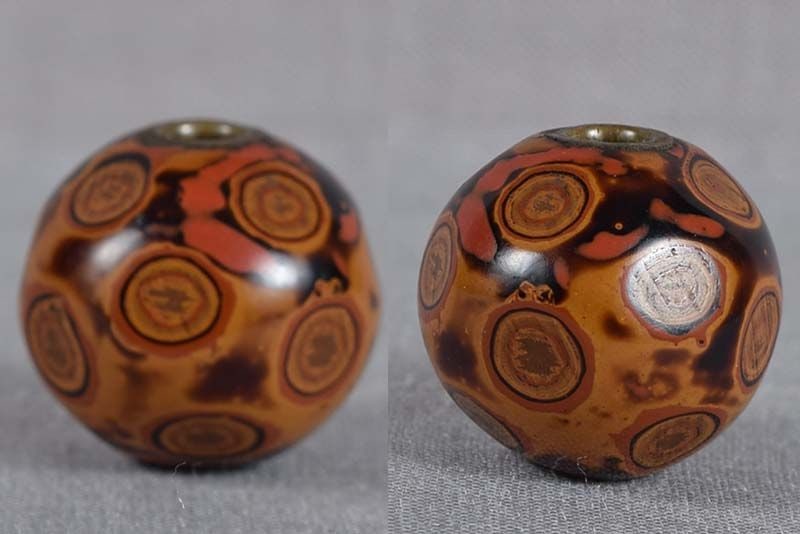 Unusual 19c lacquer OJIME netsuke slide - 3