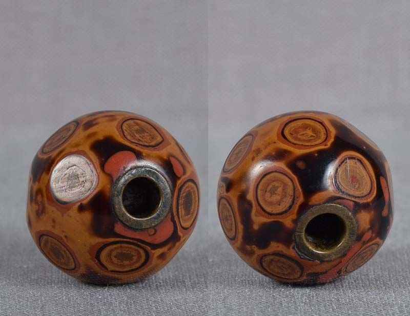 Unusual 19c lacquer OJIME netsuke slide - 4