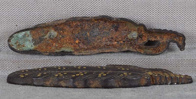 19c Japanese MAE-KANAGU pouch clasp tea ceremony HABOKI feather brush - 4