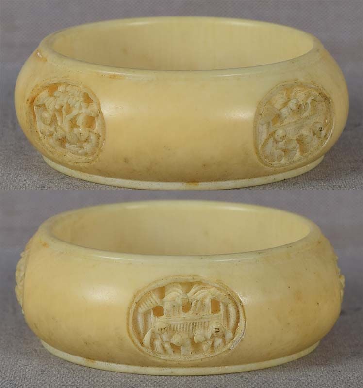 19c Chinese export NAPKIN RING Chinese scholars - 2
