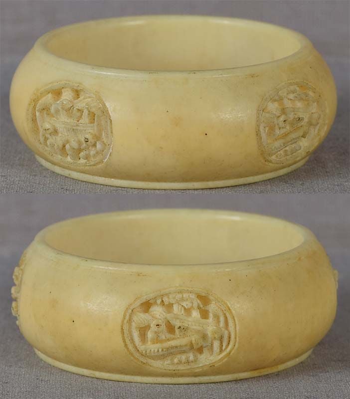 19c Chinese export NAPKIN RING Chinese scholars - 3