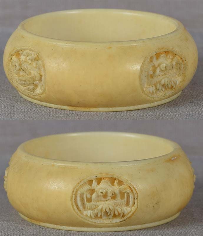 19c Chinese export NAPKIN RING Chinese scholars - 4