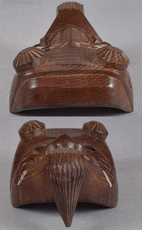 1900s Japanese mask OKINA by netsuke carver ICHISADA - 4