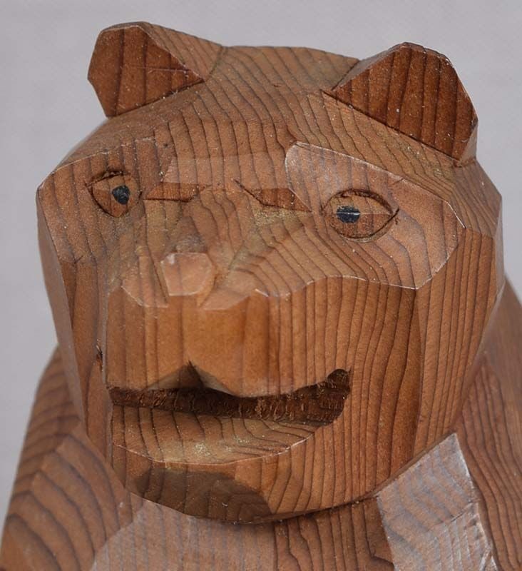 Vintage Japanese ittobori okimono SEATED DOG - 3