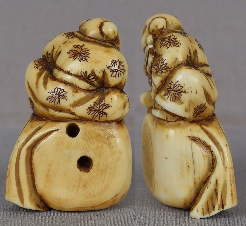 18c netsuke BOY on bag - 3