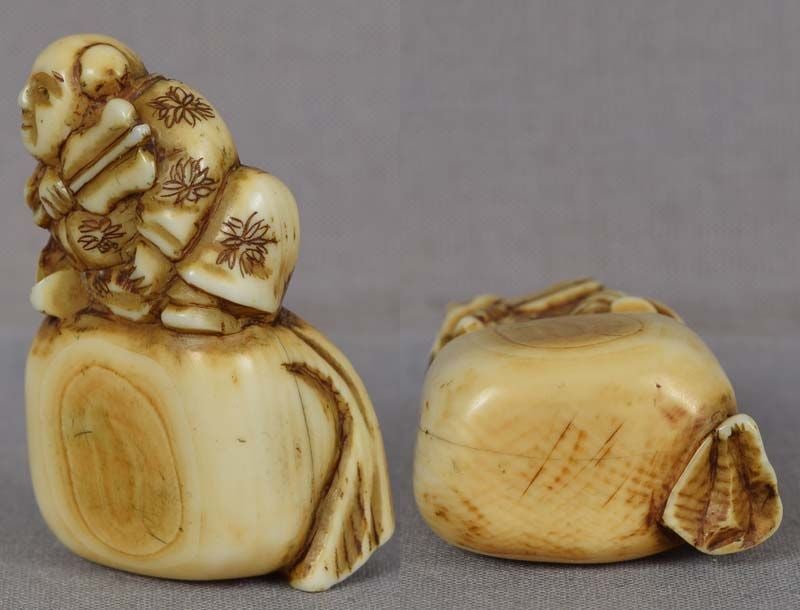 18c netsuke BOY on bag - 4